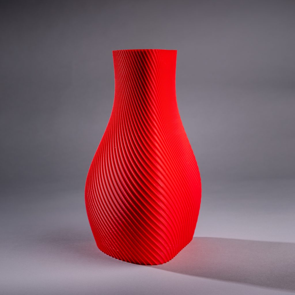 Vortex Rouge – Vase design - Impression 3D artisanale Made in France - CreaMod3D